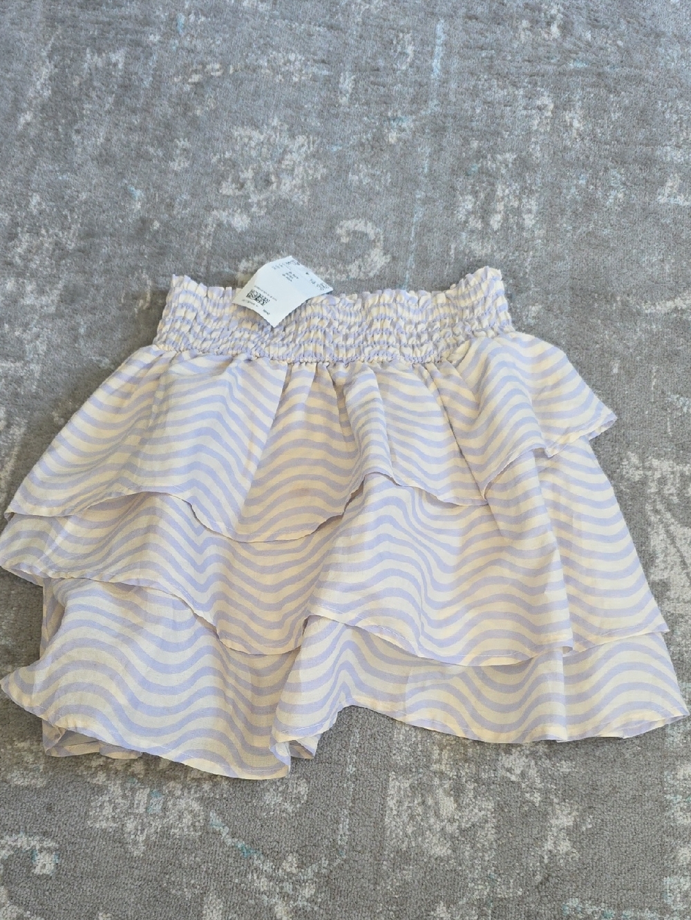 H&M Girls Lavender and White Striped Tiered Ruffle Skirt NWT Size 8/10